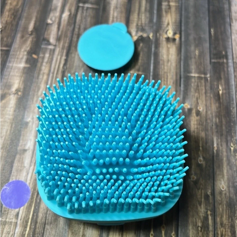 5for$10 Silicone Soft Bristle Massage Bath Brush Body Wash Shampoo Blue Teal